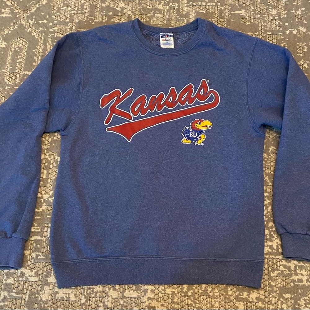 Kansas Jayhawks Jerzees Sweatshirt Men’s Size Small Color Blue